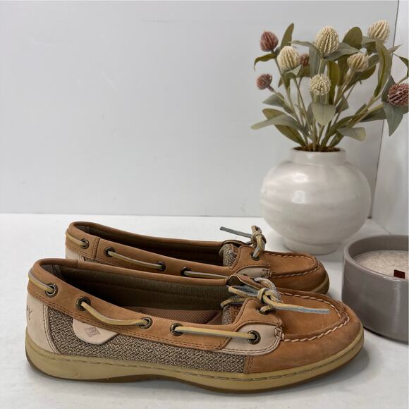 Sperry Authentic Angelfish 1-Eye Colorblock Boat Shoe Tan Women 8 NWOB - Picture 1 of 9